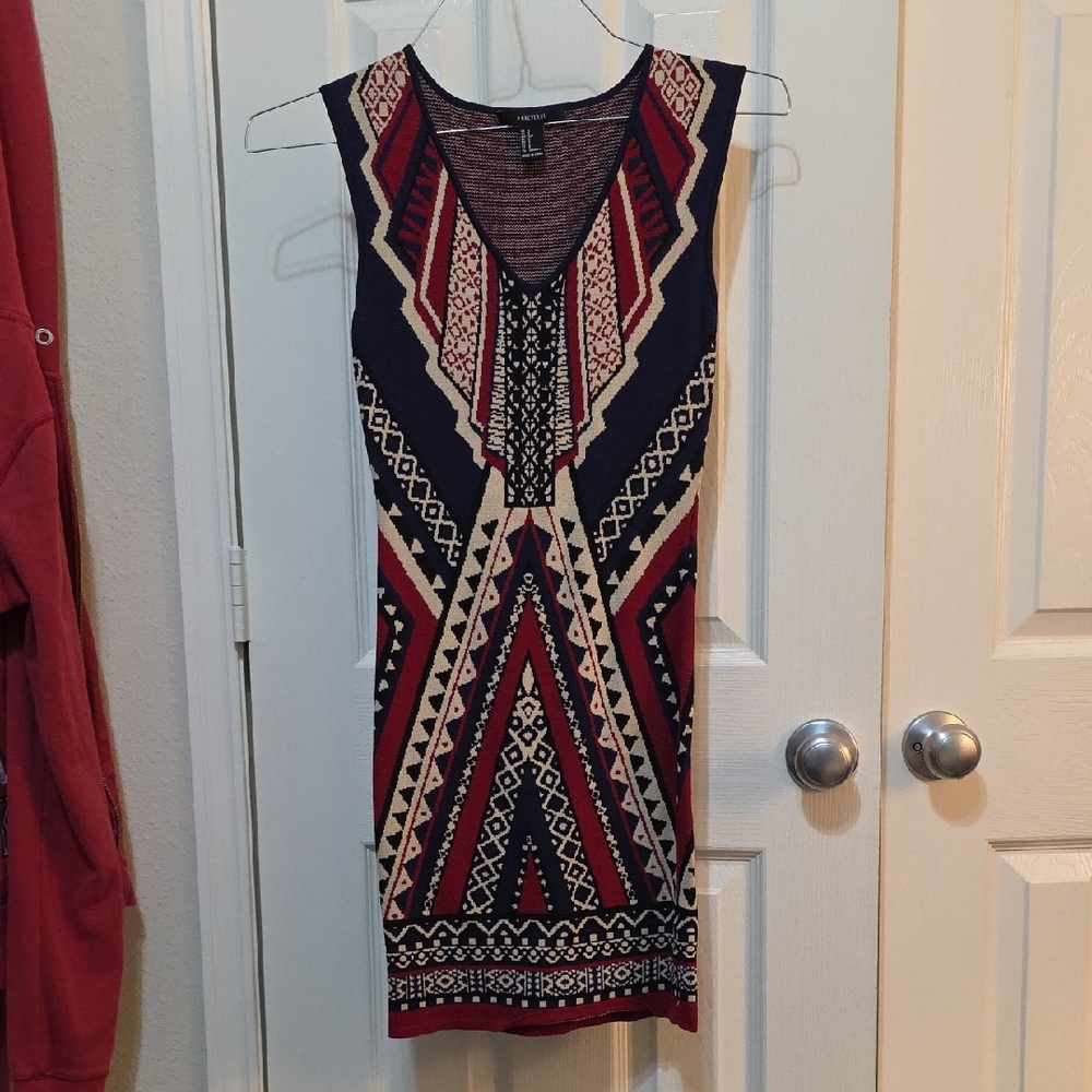 Forever 21 Red and Blue Tribal Mini Dress